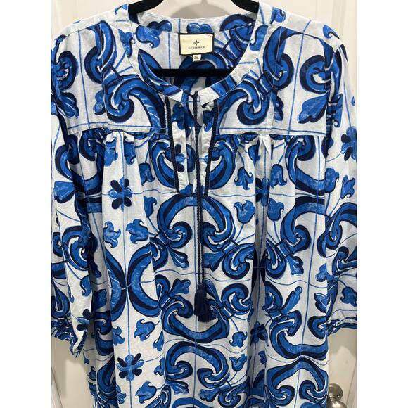 Tuckernuck TNUCK BEACH Capri Blue Majolica Tile Bondi Coverup Sz 3XL - Picture 3 of 11